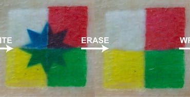 A four-panel series shows a UV-activated tattoo appearing in a star pattern, erased and then appearing in a dot pattern