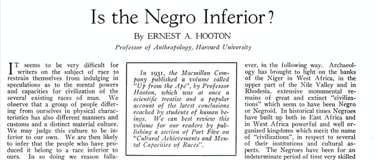 Article headlined 'Is the Negro Inferior?'