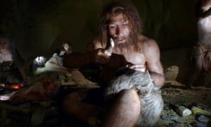 A museum exhibit of a Neanderthal family, who faced brutal winters.
