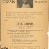 Yellowed print ad for The Crisis with photo of a young Black child and text.