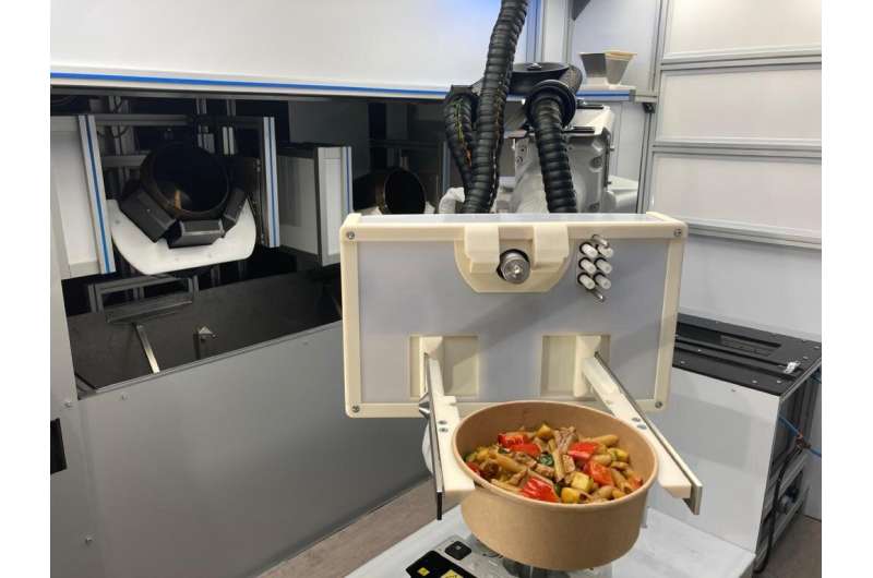 An automated kitched developed by the startup RoboEatz  and launching at the 2021 Consumer Electronics Show prepares, cooks and 