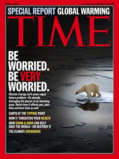 Cover of Time magazine with struggling polar bear