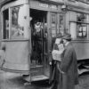 men with a streetcar