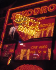 neon signs for a sex shop