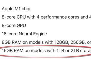 The new M1-powered iPad Pro comes with 8GB and 16GB of RAM, depending on storage configurations.