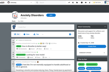 Screenshot of an anonymous online emotional support forum