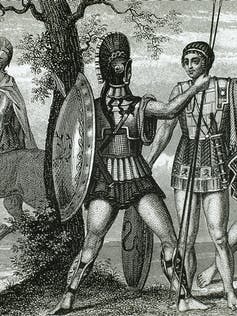 Ancient Greek soldier with battle gear