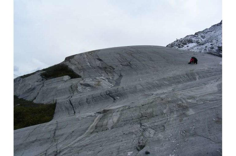 Glaciologists measure, model hard glacier beds, write slip law to estimate glacier speeds