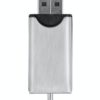 silver and black USB thumb drive facing upwards