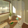 Animated image of a robot navigating a virtual environment and moving items around.