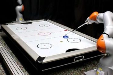 A policy to enable the use of general-purpose manipulators in high-speed robot air hockey