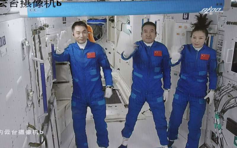 New crew docks at China's first permanent space station