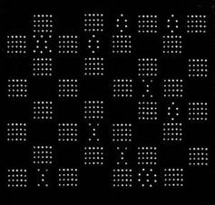 a checkerboard displayed on a black and white cathode ray tube