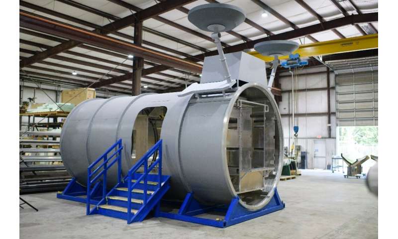 A mock-up trainer module of Gateway's Habitation and Logistics Outpost (HALO) module in Houston, Texas