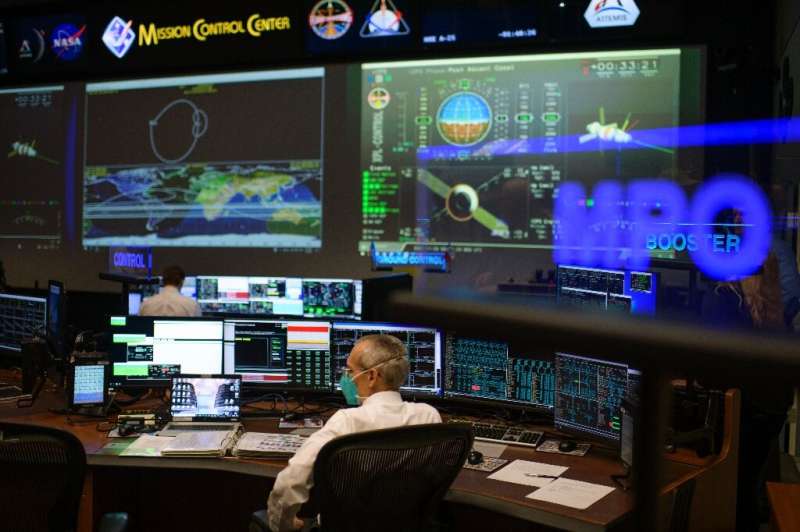 The White Flight Control Room at the Johnson Space Center's Mission Control Center in Houston, Texas