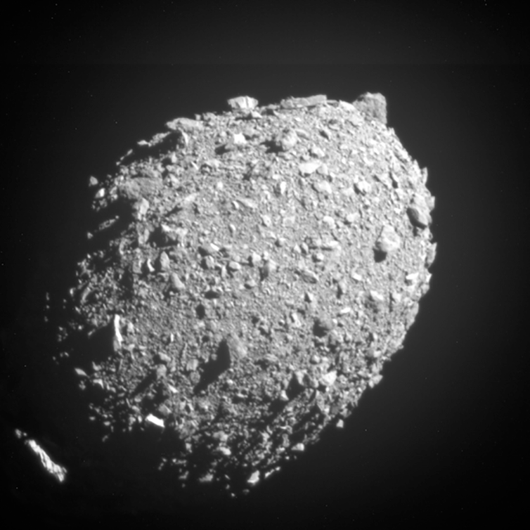 An ovular asteroid in space.