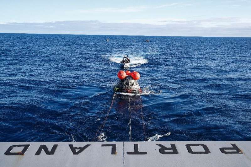 Orion was recovered by the prepositioned Navy ship, the USS Portland, off the coast of Mexico's Baja California