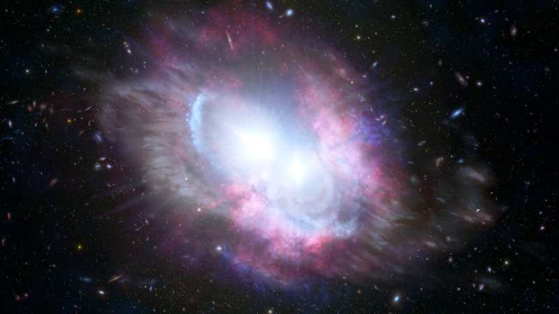 A dual quasar shines light on two supermassive black holes on a collision course inside a galaxy merger