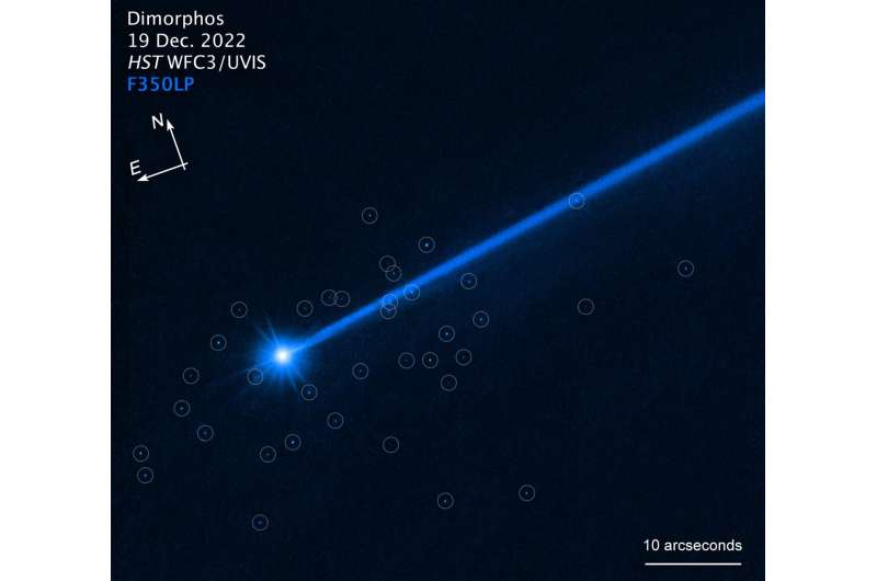 Hubble sees boulders escaping from asteroid Dimorphos