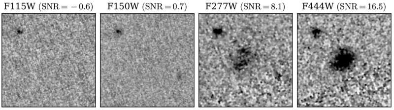 Ghostlike dusty galaxy reappears in James Webb Space Telescope image