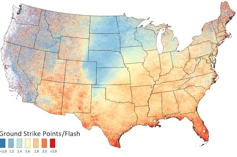 Where does lightning strike? New maps pinpoint 36.8 million yearly ground strike points in unprecedented detail