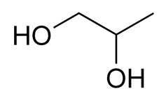 Three carbon atoms, with OH groups connected to the first and 2nd carbons.