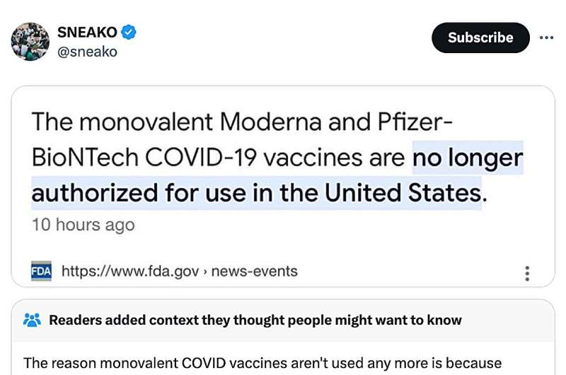 Study finds X's (formerly Twitter's) community notes provide accurate, credible answers to vaccine misinformation