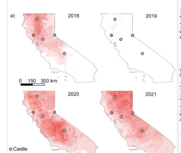 Smoke covered 70% of California during biggest wildfire years
