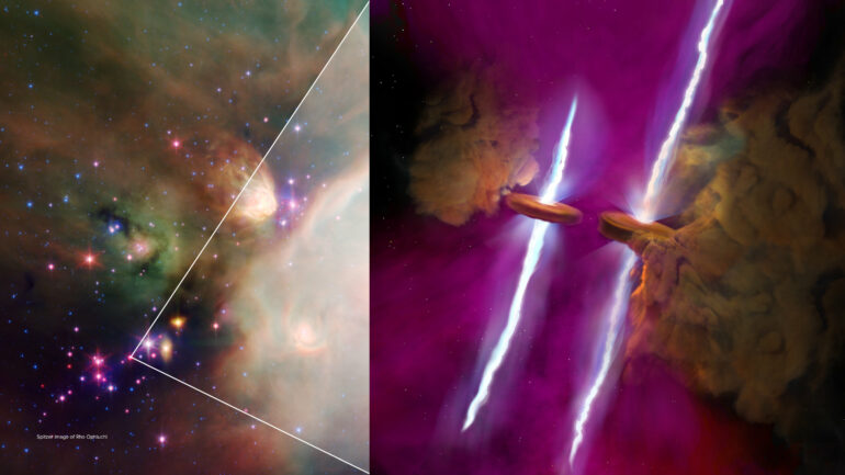 Astronomers discover parallel disks and jets erupting from a pair ...