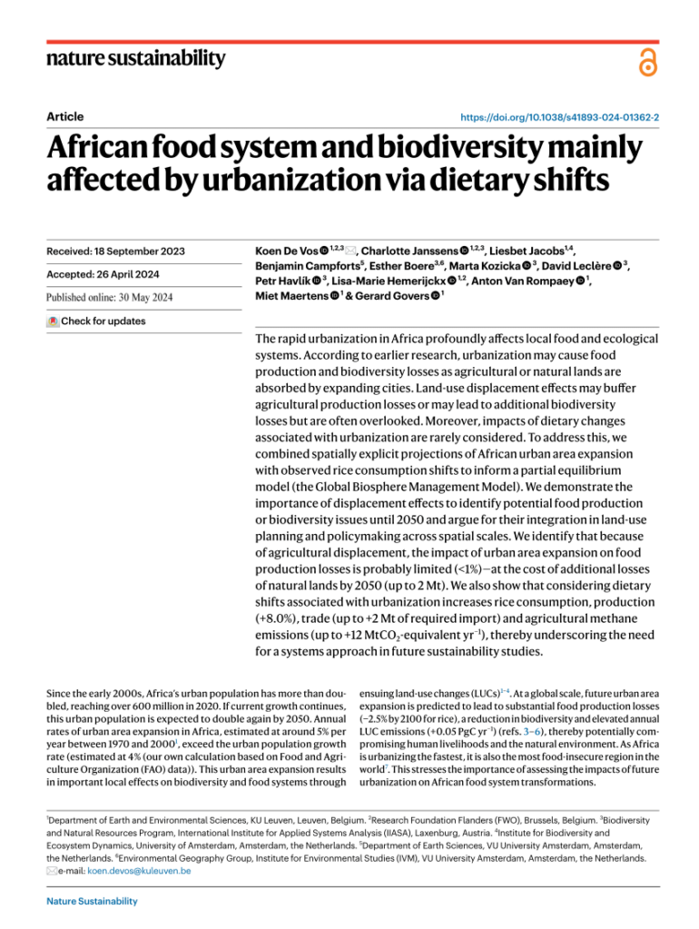 PDF) African food system and biodiversity mainly affected by ...