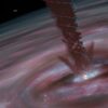 Supermassive black hole appears to grow like a baby star