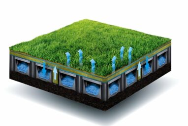 Artificial turf with an integrated subsurface water storage system ...