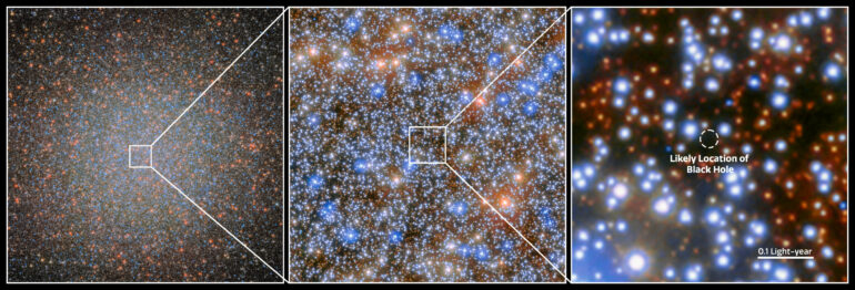 Hubble finds evidence for rare black hole in Omega Centauri