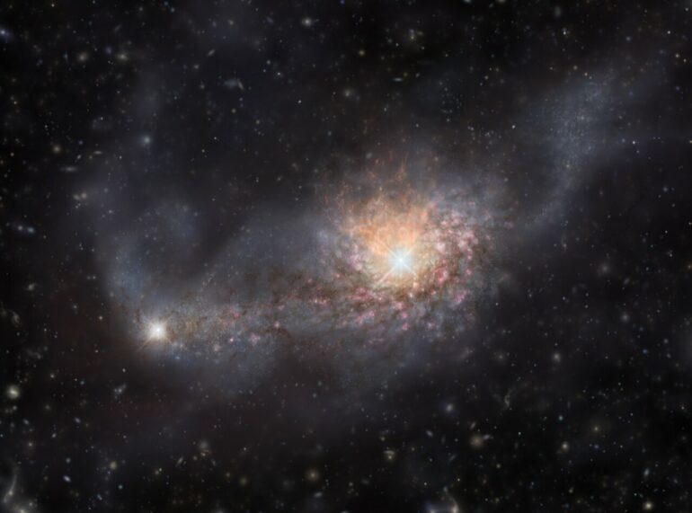 Astronomers spot merging galaxies from 12.8 billion years ago