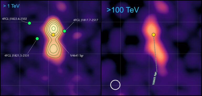 A near-Earth microquasar emerges as a source of powerful radiation