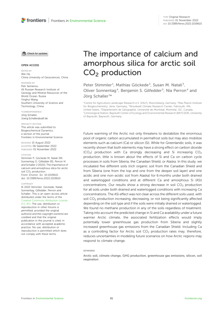 PDF) The importance of calcium and amorphous silica for arctic ...