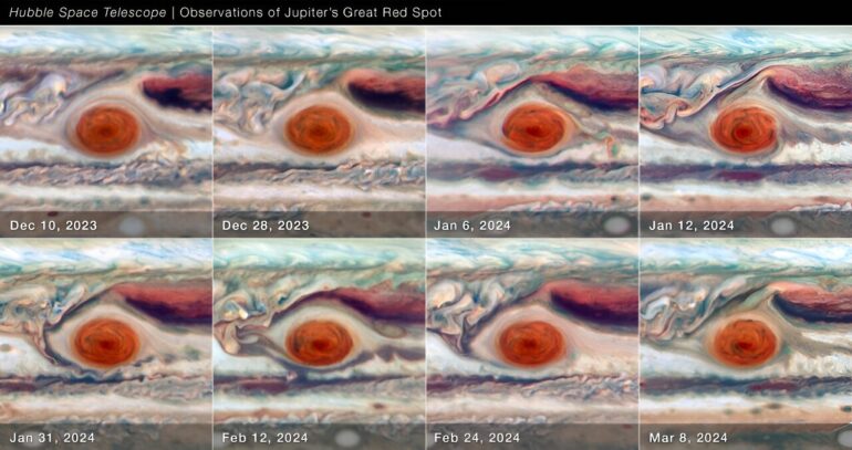 Jupiter's Great Red Spot shows unexpected size changes