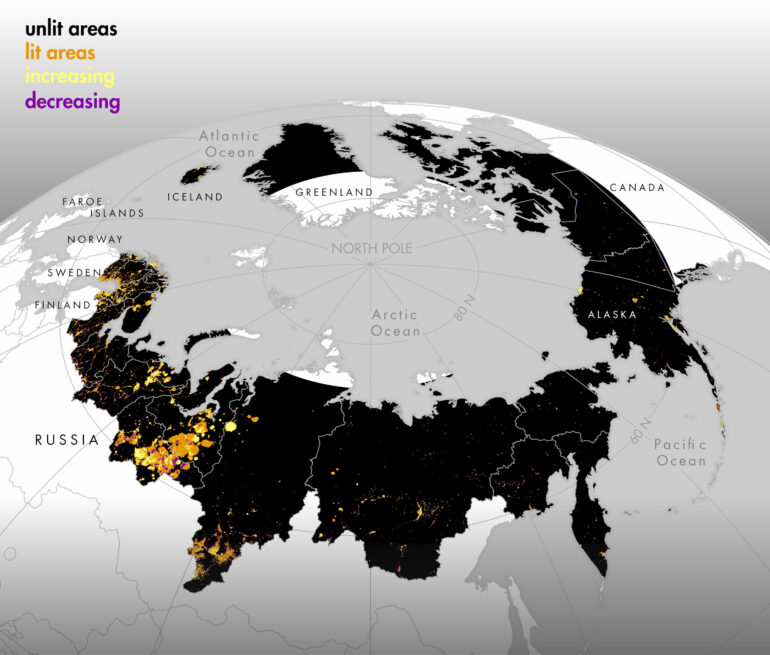 Satellite-derived data on artificial light at night indicate ...