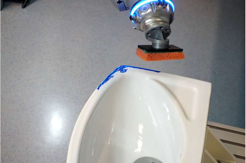 Robot learns how to clean a washbasin