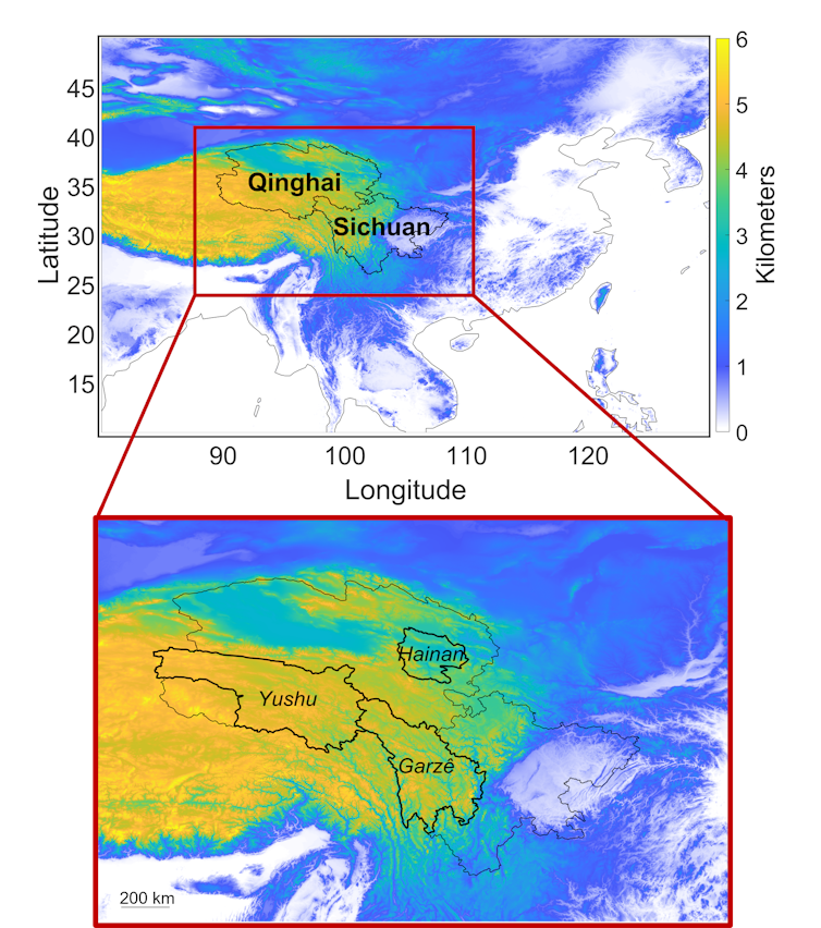 maps showing high elevation of the areas where lightning affects collection