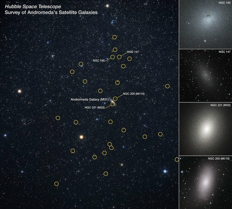 Hubble provides bird's-eye view of Andromeda galaxy's ecosystem