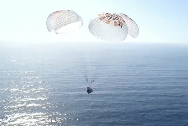 Four space tourists return to Earth after a private flight over ...