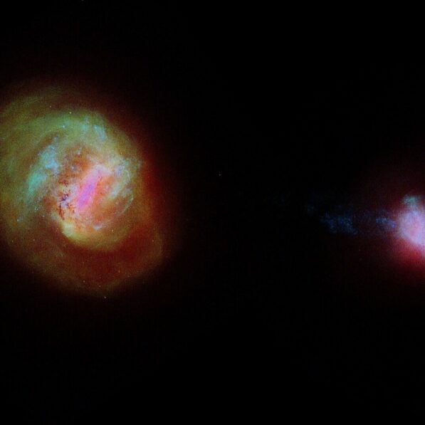 Stretched in a cross pattern: Our neighboring galaxy is pulled in ...