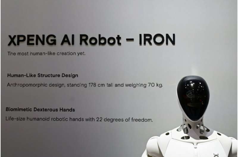 A prototype of the Xpeng robot Iron on display in Munich