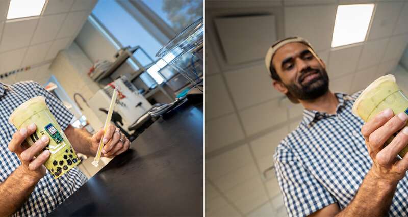 Sweat-powered sticker turns your drinking cup into a health sensor