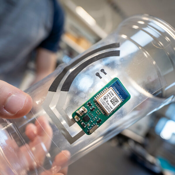 Sweat-powered sticker turns your drinking cup into a health sensor